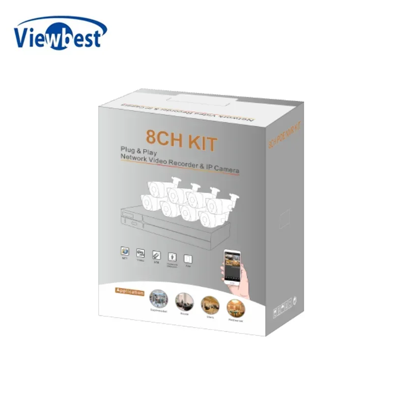 8채널 8MP IP 카메라 모니터링 시스템 POE NVR 키트 보안 네트워크 카메라 내장 마이크