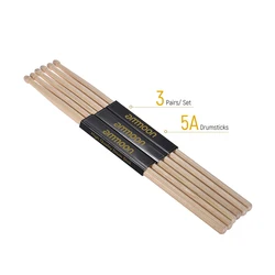 Premium Wooden Drumsticks - Set of 3 Pairs (5A 3 pairs)
