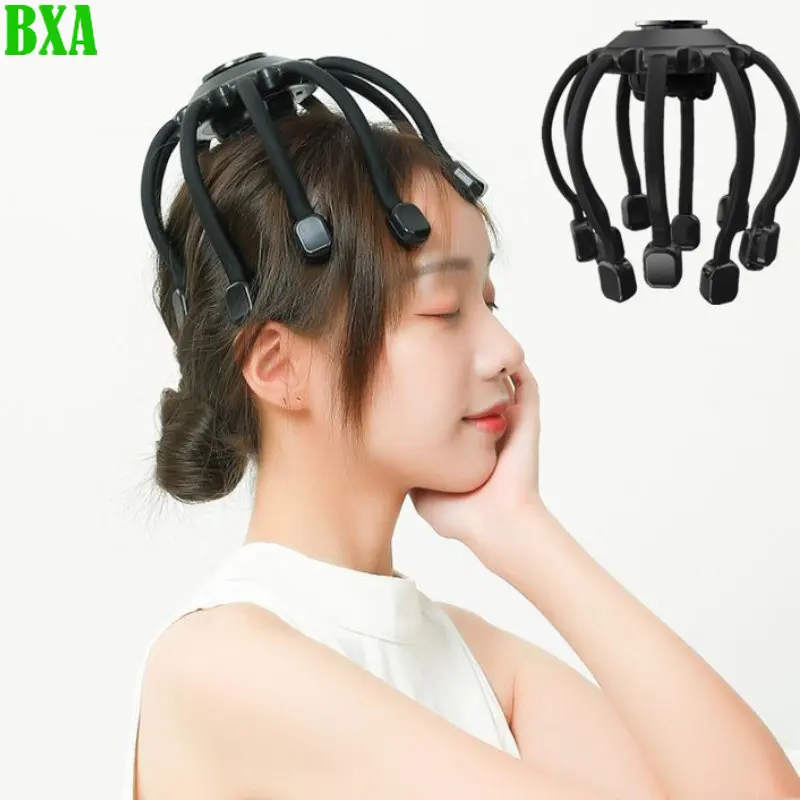 Electric Octopus Scalp Massage with Bluetooth Music Head Massager Vibration Head Scratcher for Relax Stress Relief Improve Sleep 3d electric head massager intelligent air pressure vibration finger press relaxation with music soothing relax helmet