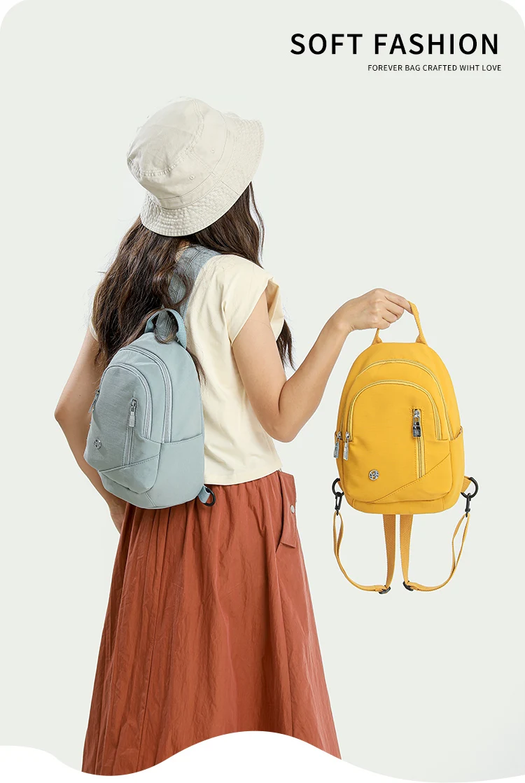 Sechsfarbiger Nylon-Mini-Rucksack, Kleiner Rucksack mit mehreren Fächern für den täglichen Gebrauch, Modischer Damen-Freizeitrucksack – Detail 15