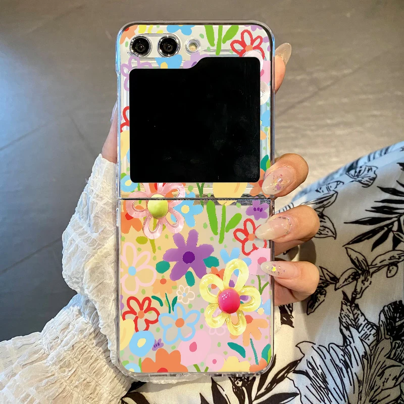 Beautiful Flowers Folding Phone Case - Elegant Hard PC Clear Cover
