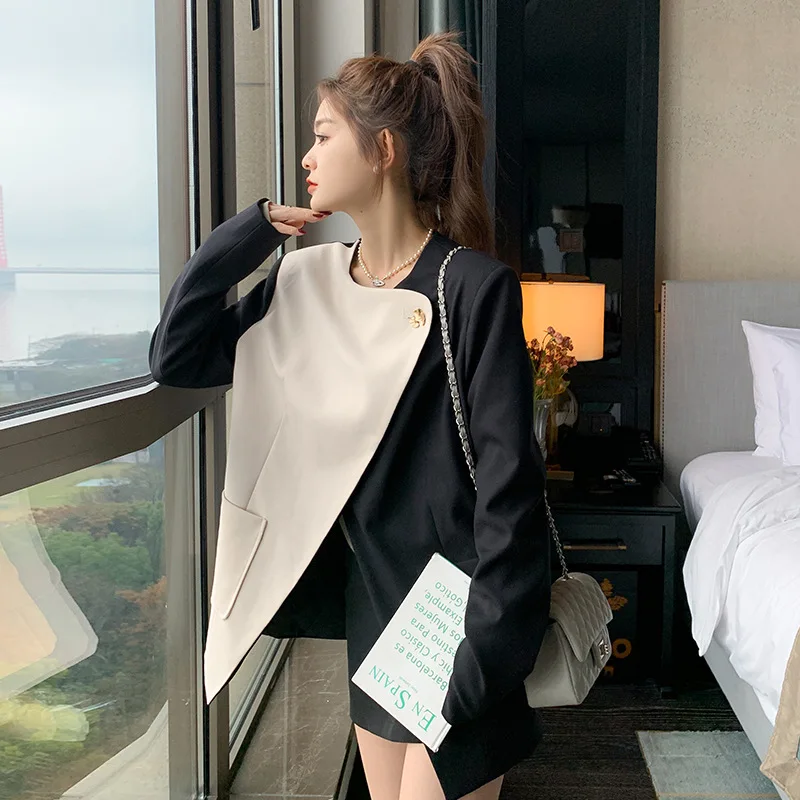 

SuperAen Contrast Stitching New Design Chic High-end Blazer Fashion Women Jacket Coat
