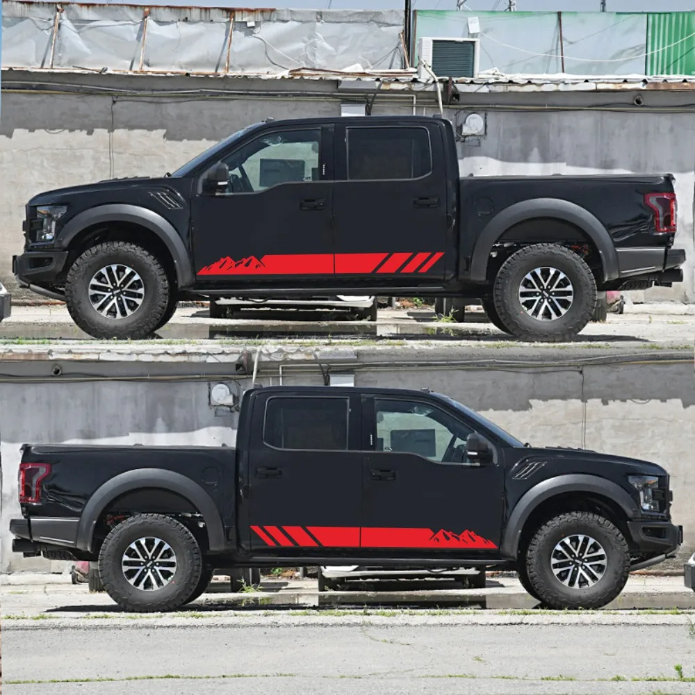 차체 문짝 사이드 스트라이프 스티커, 자동차 SUV 트럭 SUV 장식 스티커, 방수 비닐 자동차 사이드 장식 스티커, 2 개