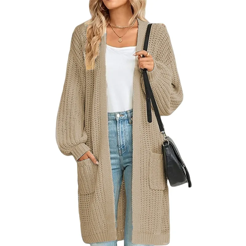 2025 Herbst Winter Wunsch Neue Pullover Europäischen Amerikanischen Stil Mid-länge Lose Doppel Tasche Strickjacke Pullover Jacke – Detail 12