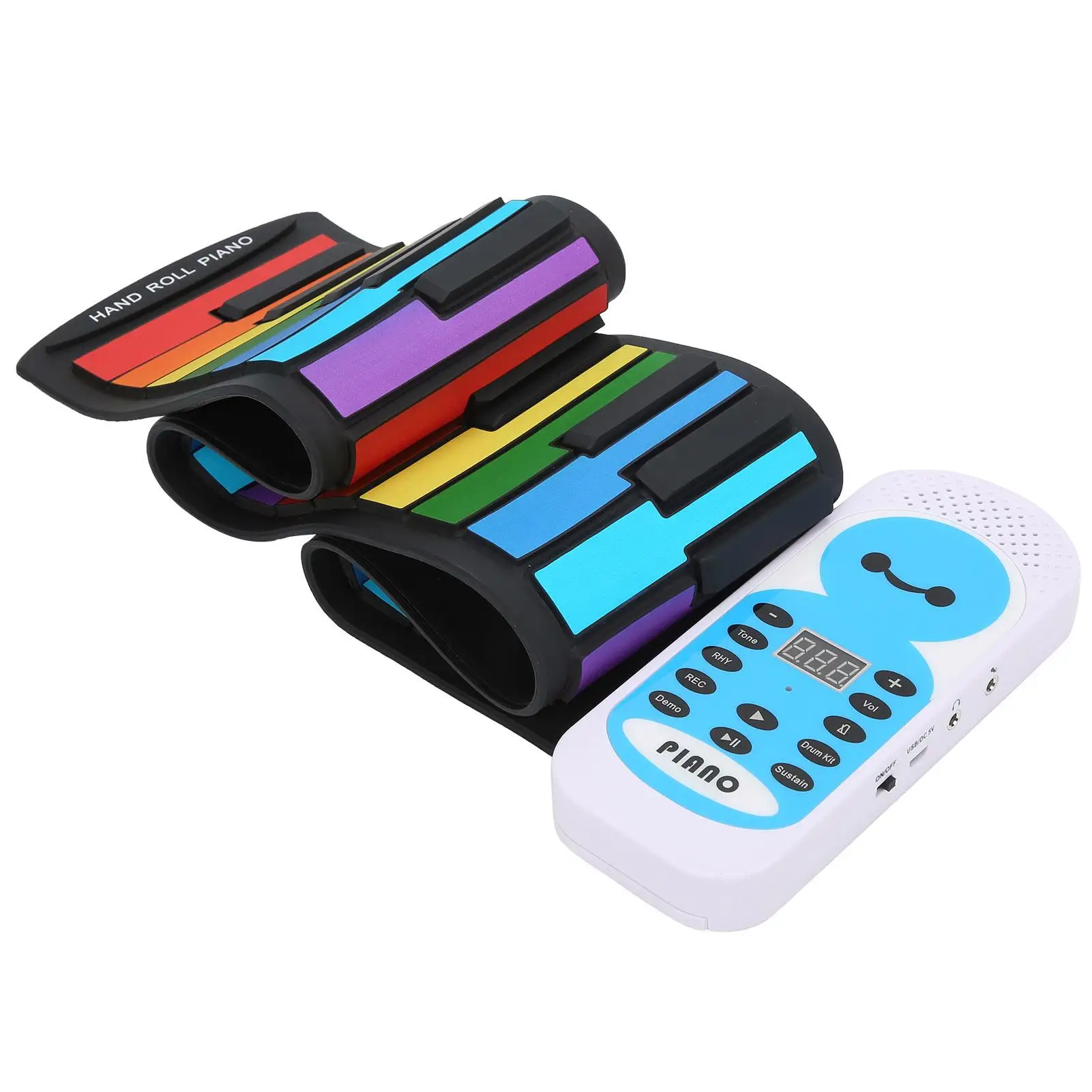 49-Key Colorful Roll Up Piano-Flexible Silicone Soft Keyboard Electronic Organ for Easy Play