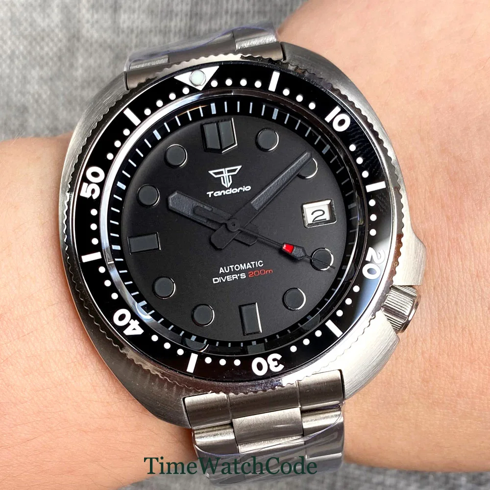 

Tandorio Automatic Diver Watch for Men 44mm NH35A No Lume Black or White Dial Sapphire Crystal 200M Water Resistance Auto Date