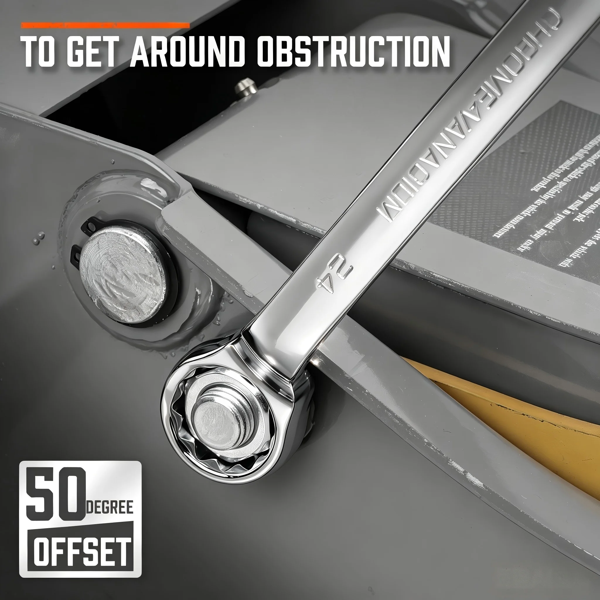 HORUSDY 9 יחידות סט מפתחות ברגים עם זווית של 50 מעלות, מטרי 6-24mm CR-V פלדה כבדה עם נרתיק מתגלגל לתיקון רכב