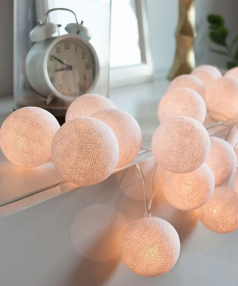 6CM Cotton Ball LED Garland Fairy String Lights Christmas Garden Night Lamp Chain Bedrooom Wedding Decoration Home Party Outdoor orange string lights