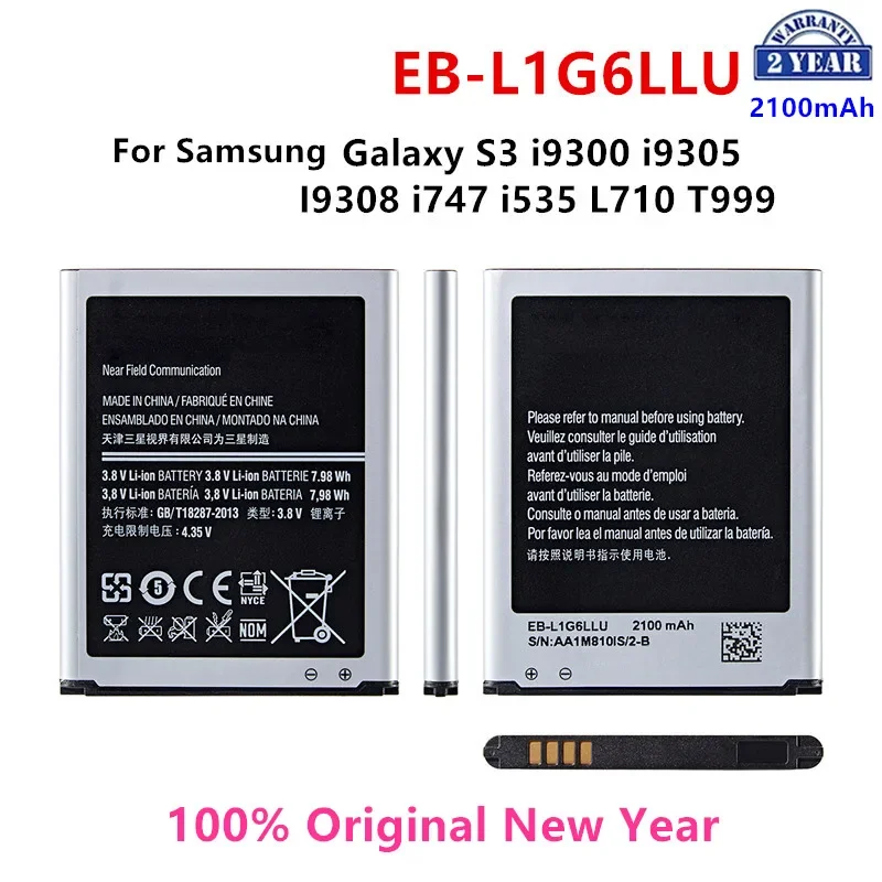 

Оригинальный аккумулятор SAMSUNG EB-L1G6LLU, Аккумулятор 2100 мАч для Samsung Galaxy S3 i9300 i9305 I9308 i747 i535 L710 T999
