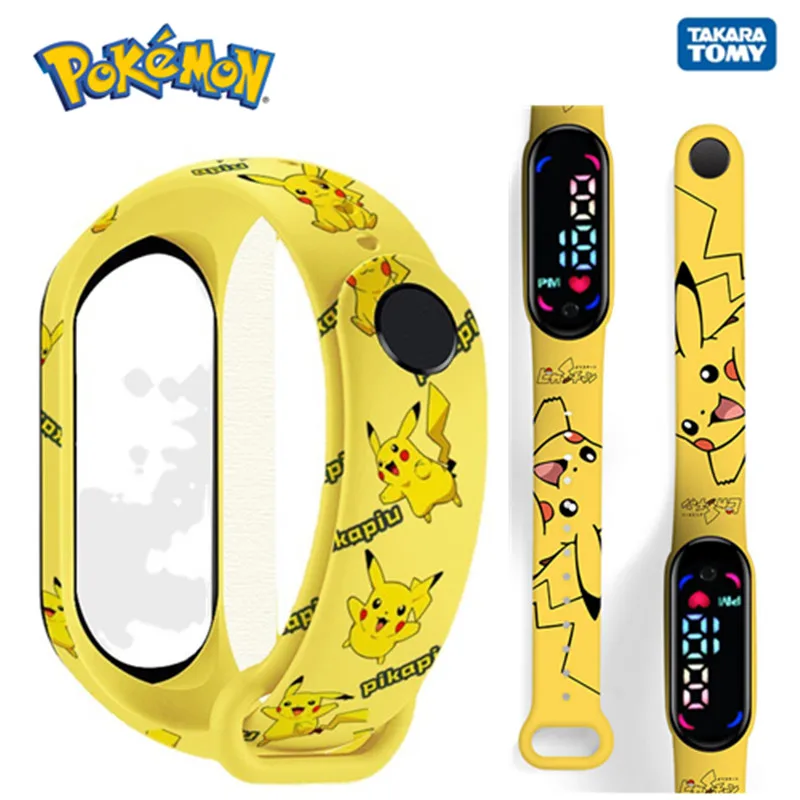 

Tomy Pokemon Intelligent Watch Bracelet Anime Figure Model Pikachu Theme Style Children's Electronic Watch Halloween Gift