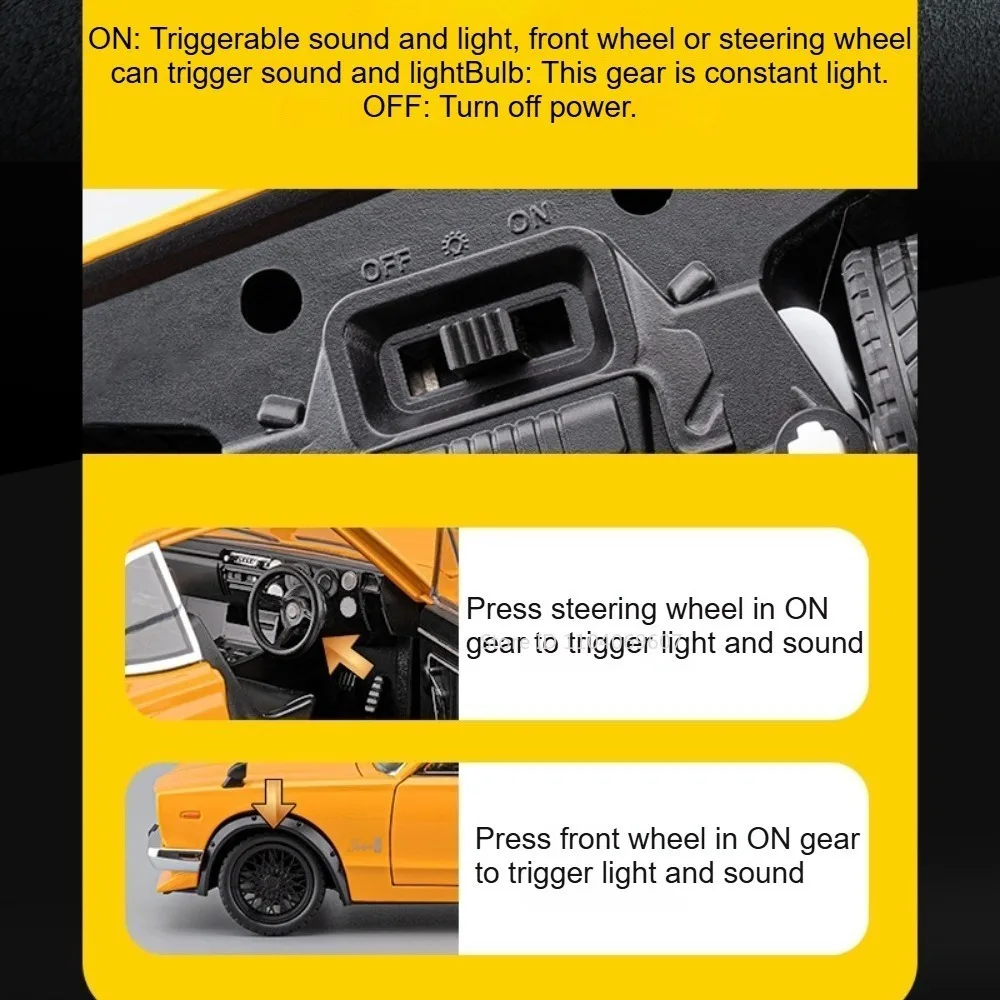 1:22 스카이라인 GTR RWB 993 모델 스포츠카 장난감 합금 다이캐스트 충격 흡수 사운드 라이트 도어 개폐 가능 컬렉션 슈퍼카 모델