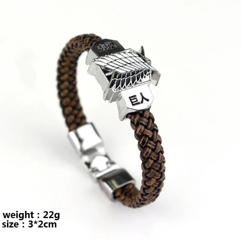 Attack Giant Wings of Freedom Bracelet Investigation Corps Emblem Leather Rope Weaving Bracelet anime bracelet