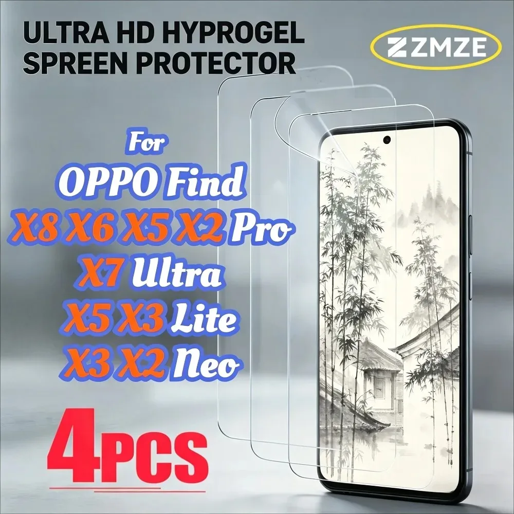 4 Pack For OPPO Find X8 X6 X5 X2 Pro X7 Ultra X5 X3 Lite X3 X2 Neo X6 X5 X3 X2 HD Glossy Hydrogel Film Screen Protectors Films