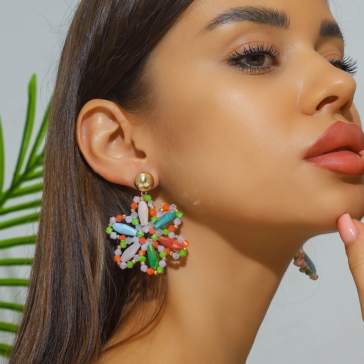 Elegant Snowflower Drop Earrings for Women Girls Lovely Sweet Flower Seed Beaded Dangle Earrings Handmade Jewelry Accessories