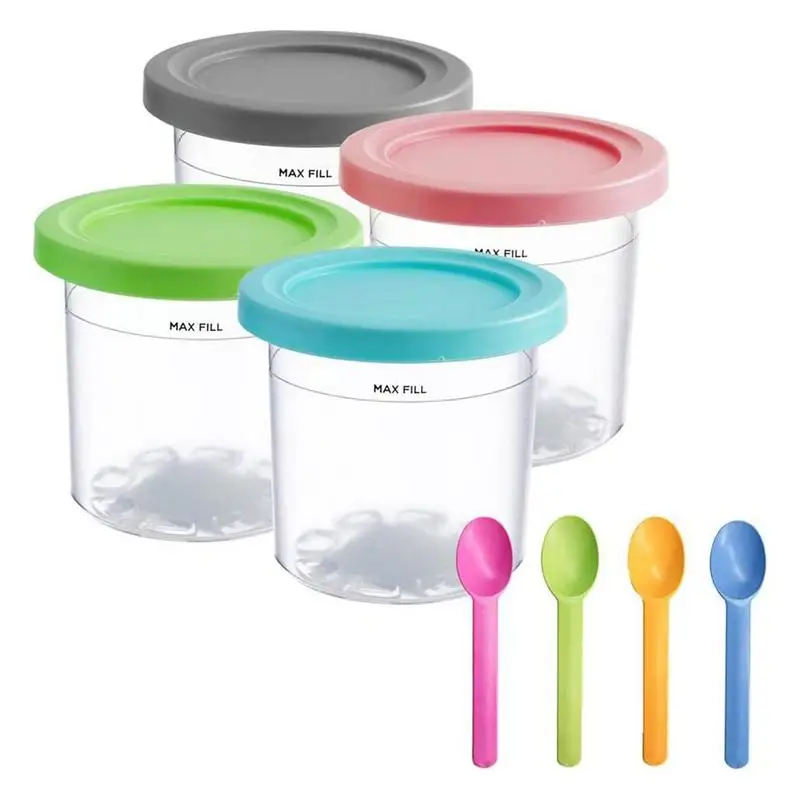 2/4Pcs Reusable Ice Cream Pints Cup For Ninja Creamie Ice Cream Maker With Sealing