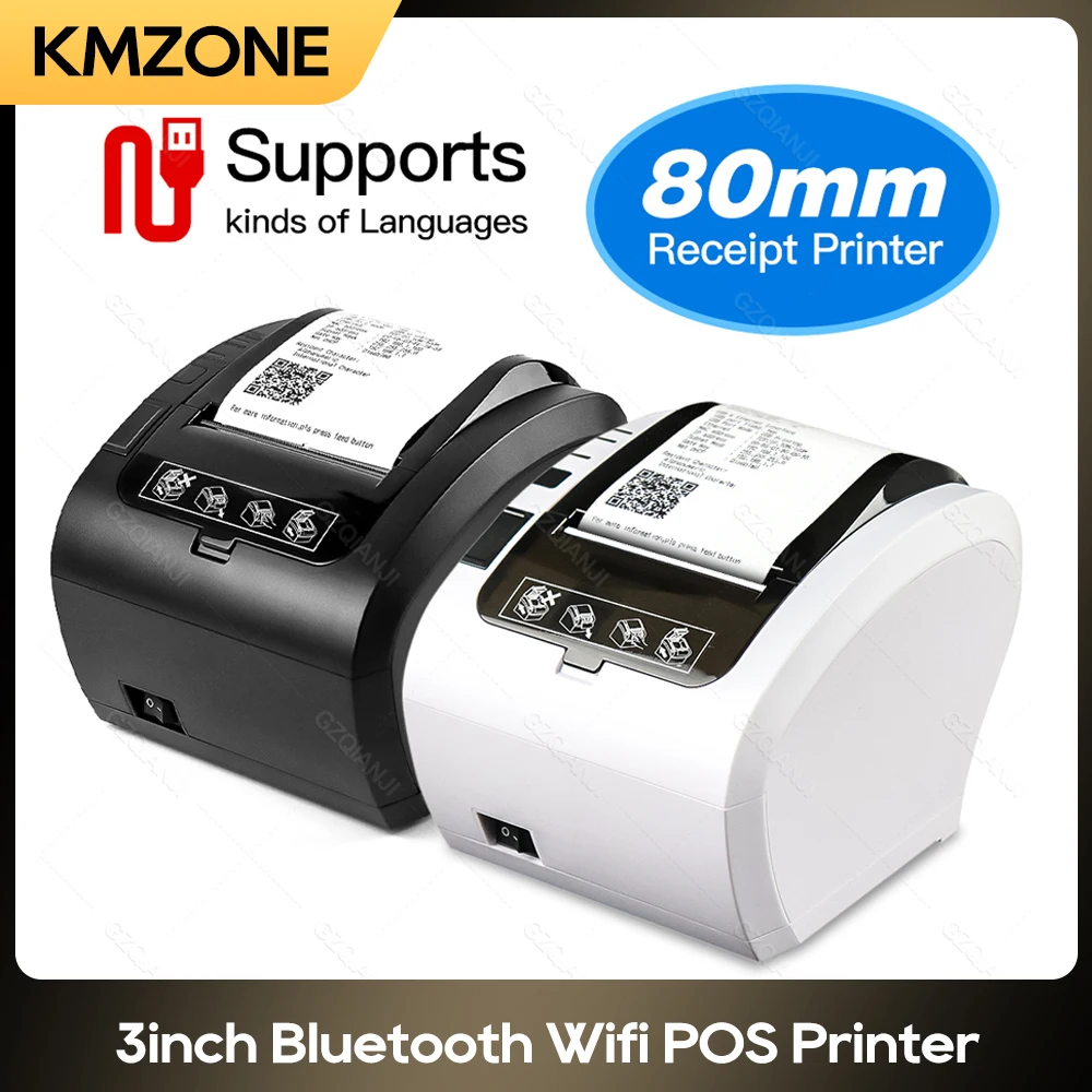 

3inch 80mm Thermal Receipt Printer POS System USB Bluetooth Wifi Lan Port Printer Machine for Kitchen Restaurant Android Windows