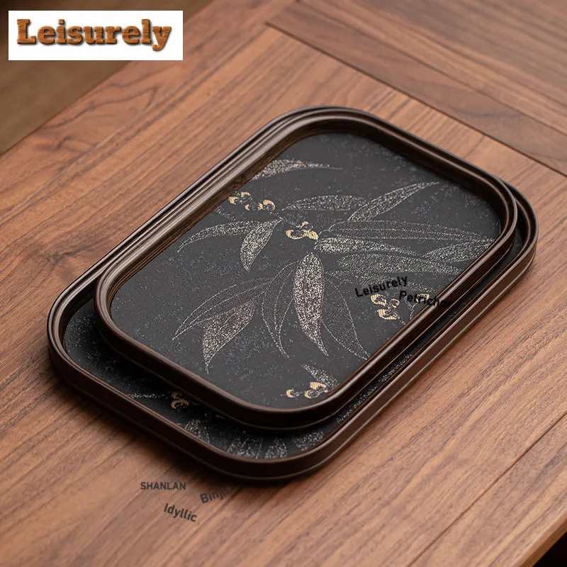 Handmade Bamboo Begonia Rectangular Tea Tray Cake Rack Coffee Storage Board Teapot Holder Dishes For Serving Tea Ceremony Gift