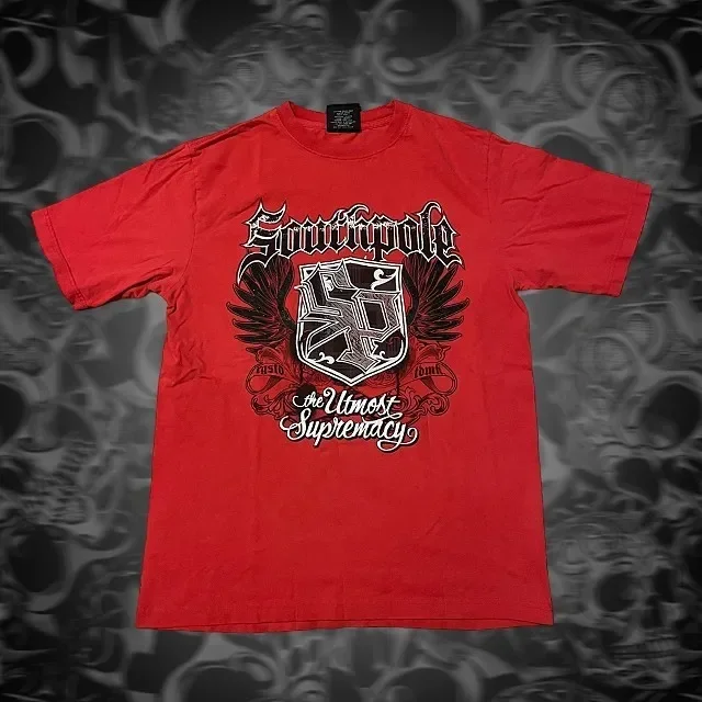 thumbnail image 1 of Popular camiseta de algodón con estampado de calavera TAPOUT, estilo gótico de calle alta, sencilla, de manga corta, estilo hip-hop Y2K, de gran tamaño, estilo pareja, 1 of 1