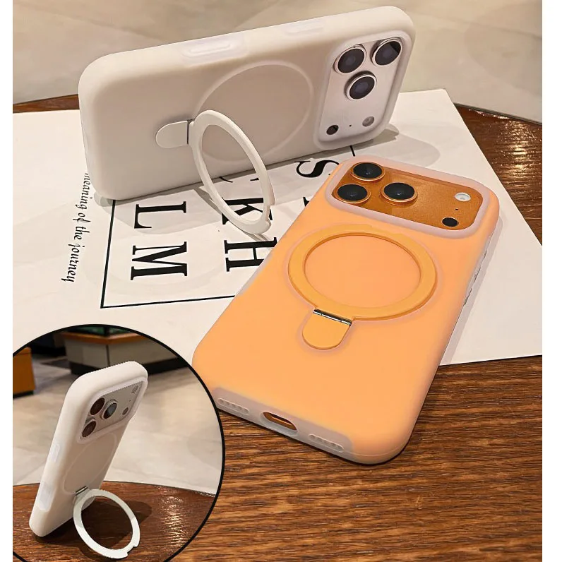 Jelly Candy Color MagSafe Liquid Silicone Kickstand Case