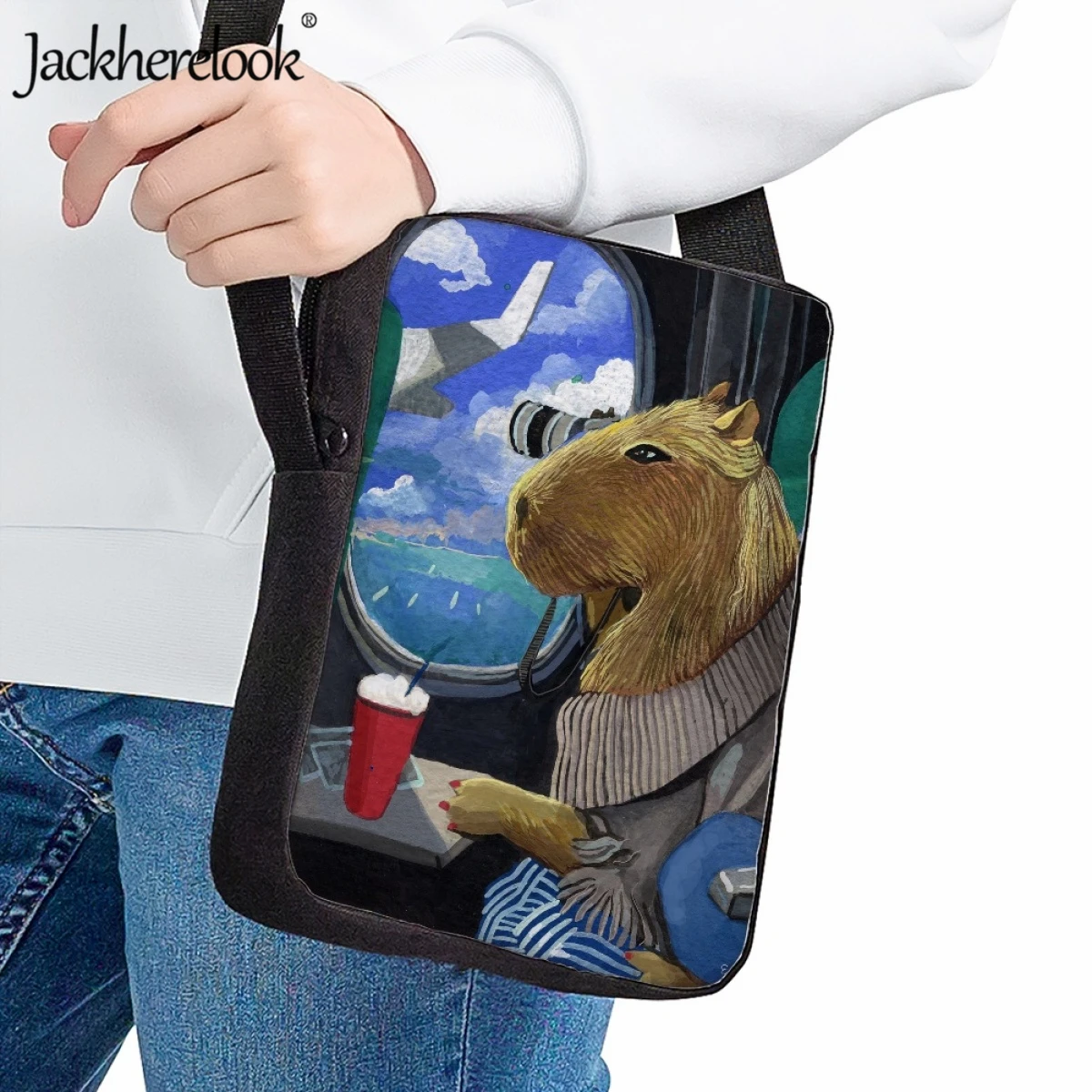 Jackherelook gyerekeknek crossbody Hosszúnadrág aranyos Új Gúnyrajz Vízidisznó nyomtatás kicsi bookbag számára Gyermek Ebédel Zsák utazási Hírnök Mellöv Zsák