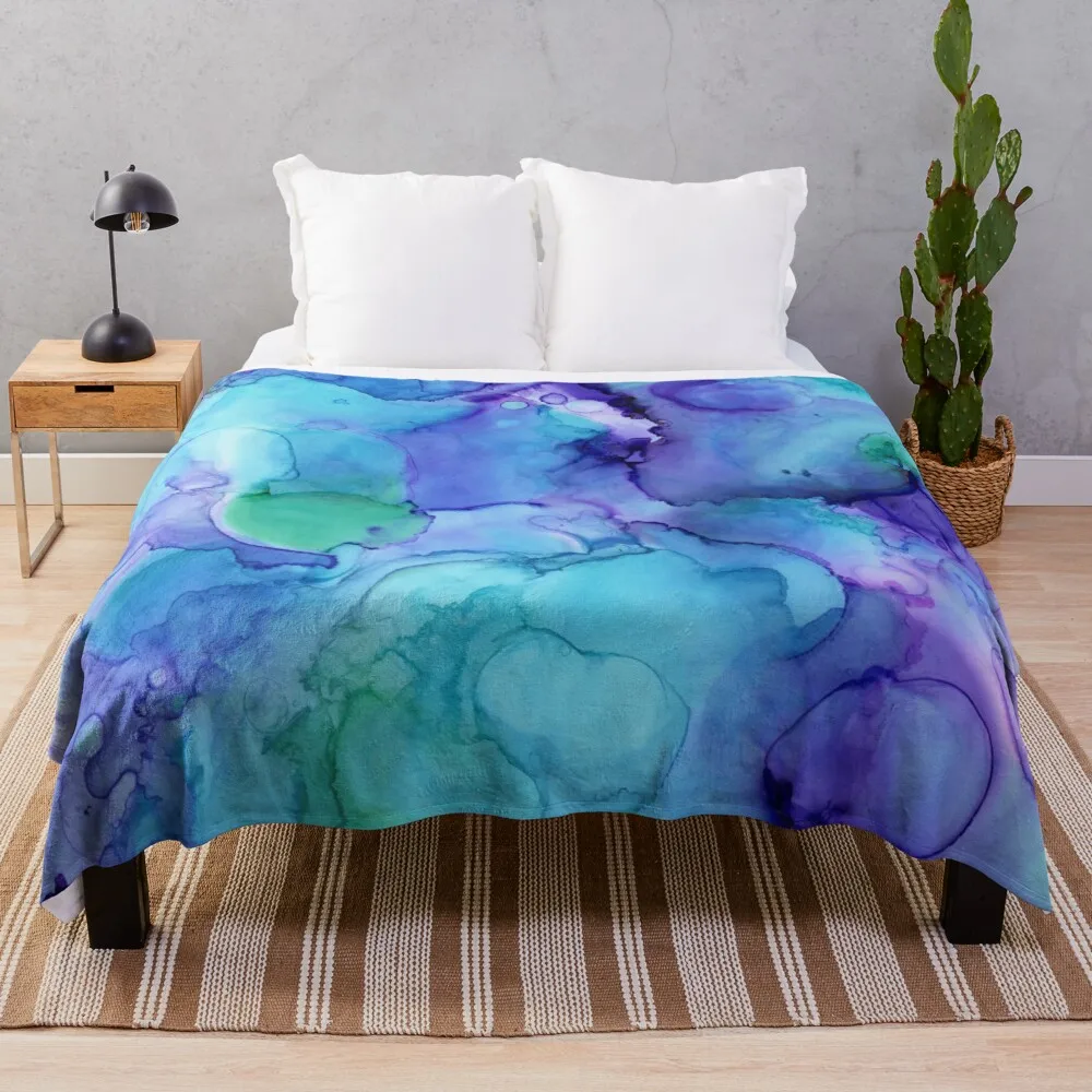 

Color Splash Purple Teal Blue Throw Blanket Furry Blankets For Sofa Thin