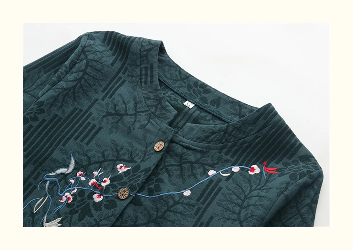XL-5XL Vintage Stil Mittleren Alters Mutter Zwei Stück Set Gedruckt Langarm Casual Hause Kleidung Baumwolle Frauen Pyjamas Außerhalb Tragen – Detail 10