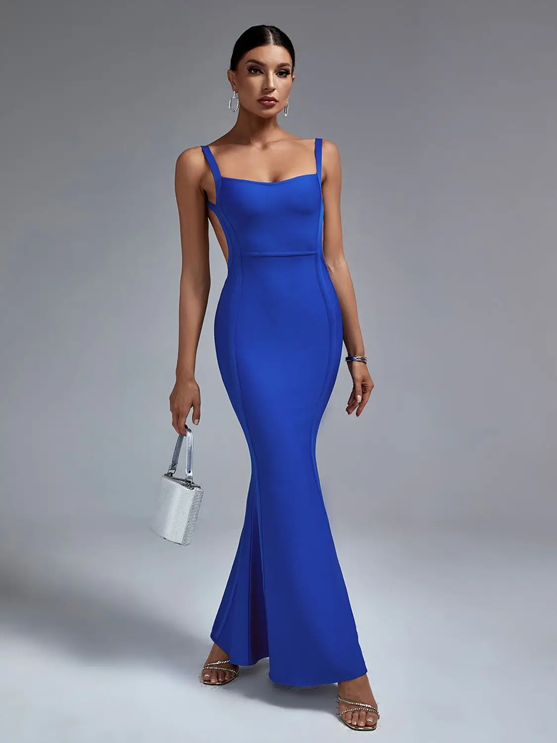 BlueBandageDressLongWomenMaxiEveningPartyDressBodyconElegant