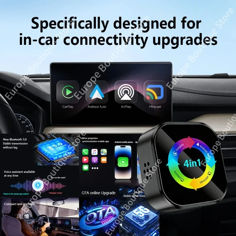 Adaptador Inalámbrico CarPlay 4 en 1 de Fácil Manejo, Novedad 2026, Apple Android Mirror Link Auto Link, Accesorio de Entretenimiento para Automóvil 5