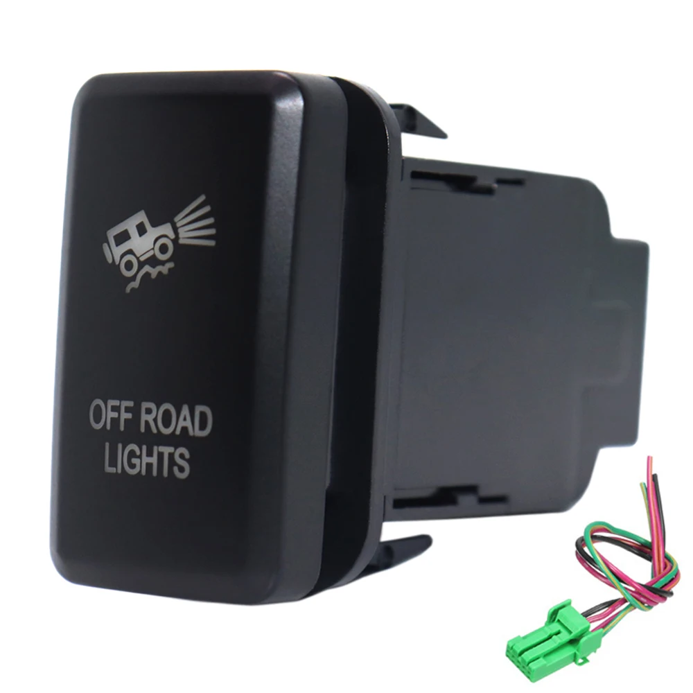 12V Off Road Lights Interruttore A Pulsante Led Arancione Per Toyota Landcruiser Hilux Fj Cruiser Interruttore On Off Con Filo 12Volt 3Amp