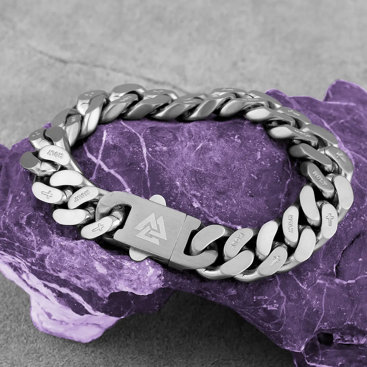

Original Design Men Cuban Chain Bracelet Creative Cross Valknut Simple Buckle Bracelet Punk Hip-hop Teenager Jewelry Accessories