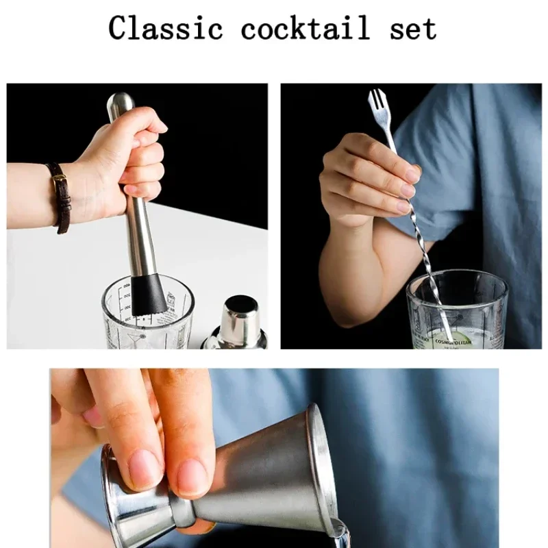 Cocktail Shaker 400ML Milk Tea Mixing Tools Shaker Glass Stainless Steel Mixing Set