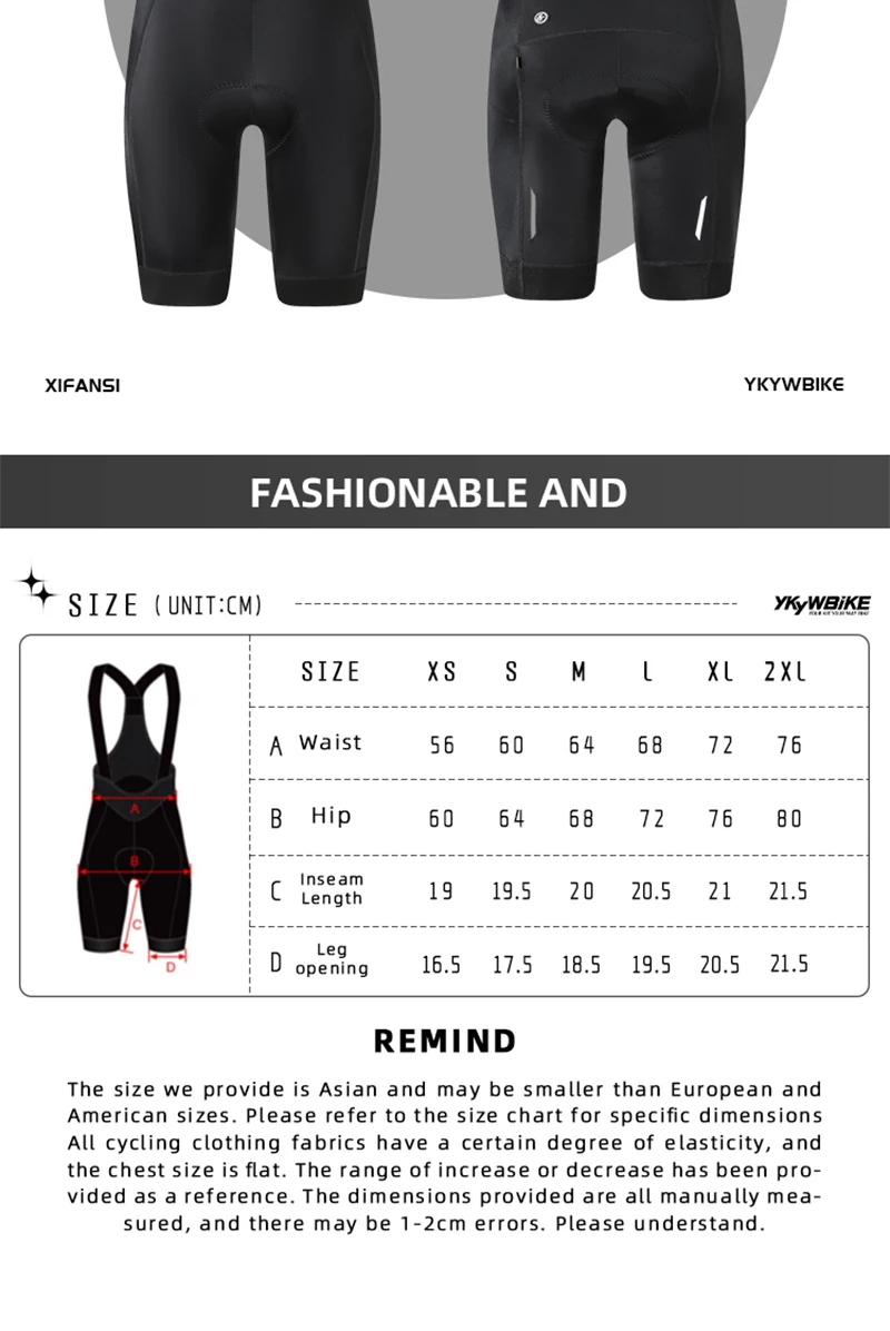 YKYWBIKE Frauen Radfahren Trägerhose Italien Elastische Schnittstelle Gepolstert 7H Reiten Rennrad Shorts Sommer Fahrrad Hosen Hosenträger – Detail 11