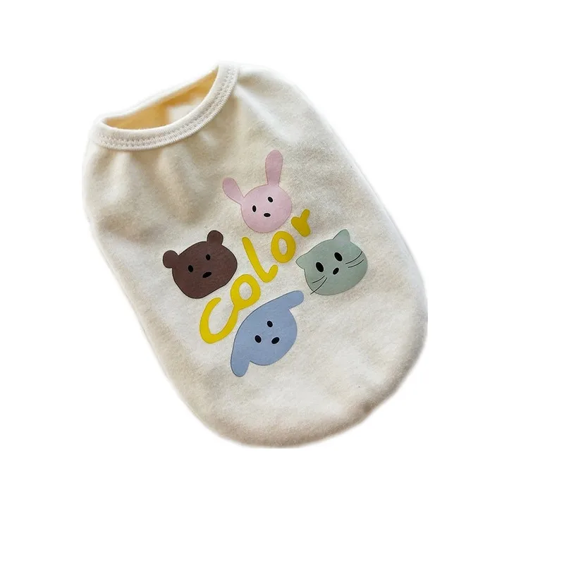 

Pet Clothing Dog Clothing Spring and Summer Thin Clothing Cute Cartoon Teddy Bear Cat Bipod Vests