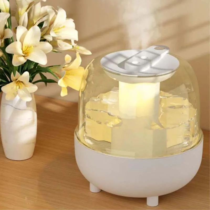 New 4L Double Spray Humidifier Home Mute Transparent Spray Fog With Night Light Usb Large Capacity Humidifier For Bedroom Office