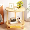 Wooden Modern Round Square Bedside Table Double-Layer Nightstand Home Office Bedroom Living Room Sofa Side Table Coffee Table 6