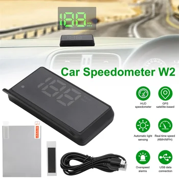 Car Head Up Display W2 GPS HUD Proiettore per parabrezza verde per tutti i ricambi auto Tachimetro Elettronica Velocità KM/H MPH