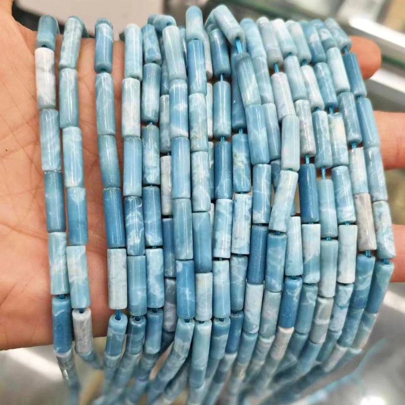 

New Natural Sea Pattern Stone Round Tube Beads DIY Bracelet Necklace Earrings Sweater Chain Jewelry Accessories Wholesale