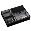 Men's Valet Tray Desktop PU Leather Wood Tray Organizer Jewelry Box Nightstand Organizer For Phone Keys Wallet Glasses Multifun 1