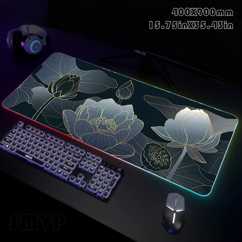 

RGB Gaming Mousepad Art Mouse Mats LED Large Gamer Mousepads XXL Keyboard Pads Luminous Desk Mat Mouse Pad Backlit
