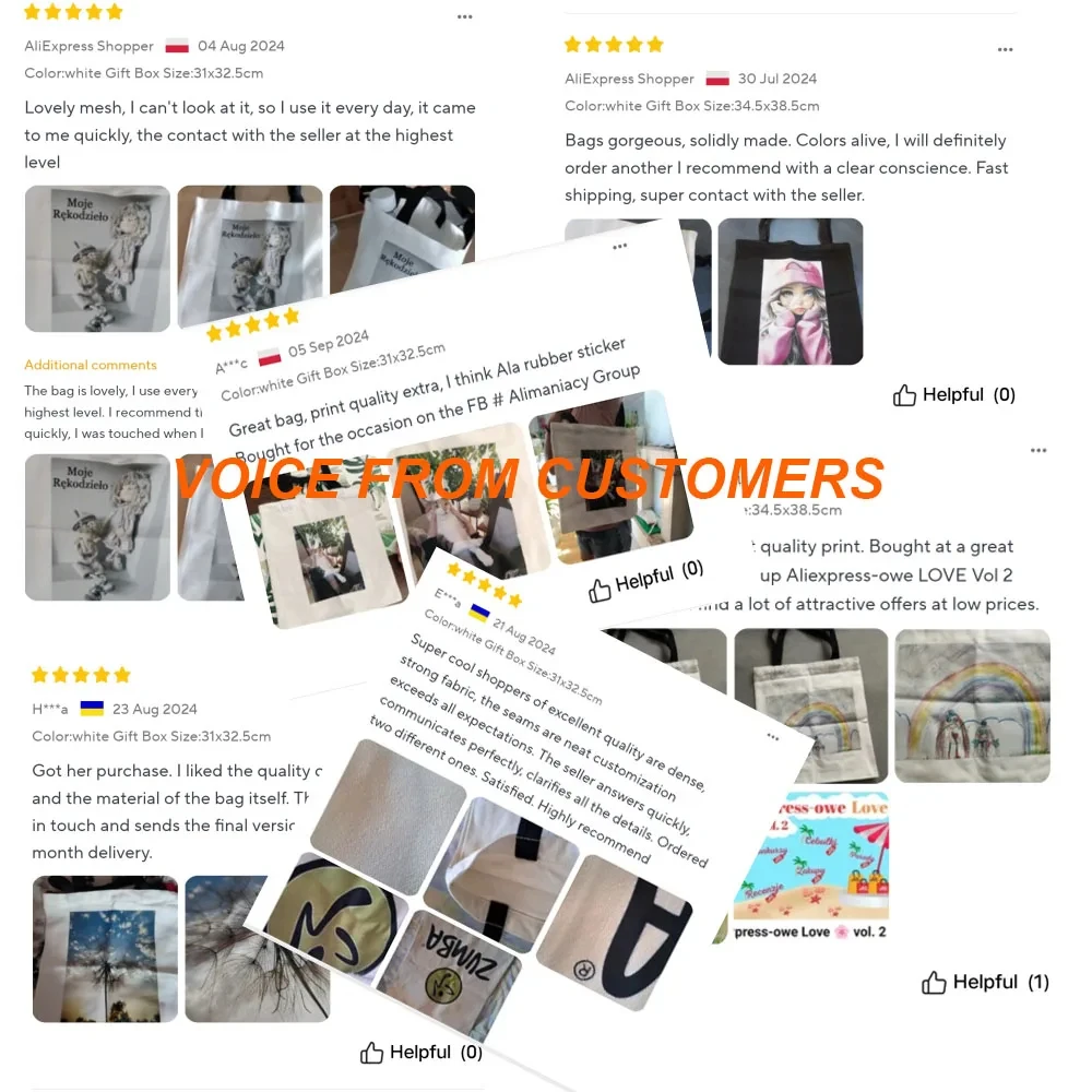 Buylor Customized Canvas Tote Bags Women Christmas Print Design Gift Bag Add Your Logo Personalized Custom Gift Shopping Bags