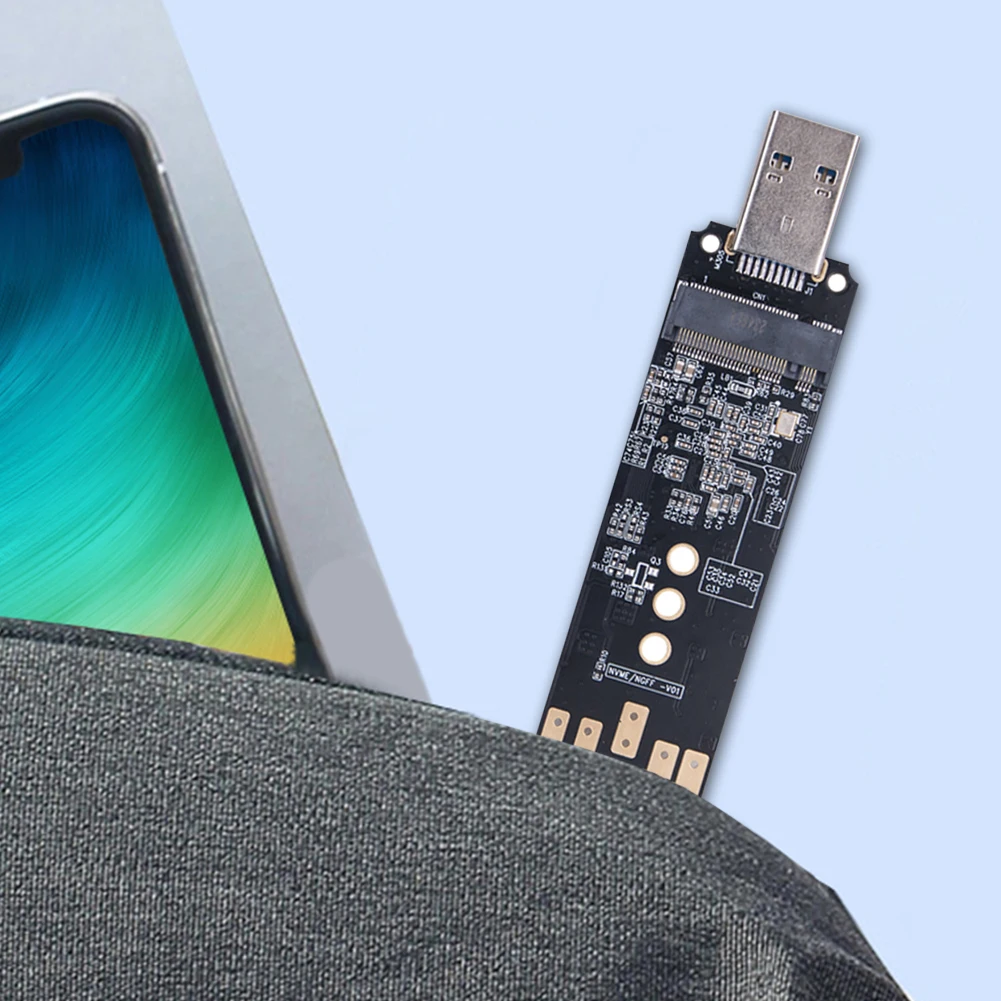 JMS581DL 듀얼 프로토콜 SSD 인클로저, PCIe AHCI M.2 NVME/NGFF to USB3.1 A 타입 지지대, 2230 2242 2260 2280 SSD 지원 불가