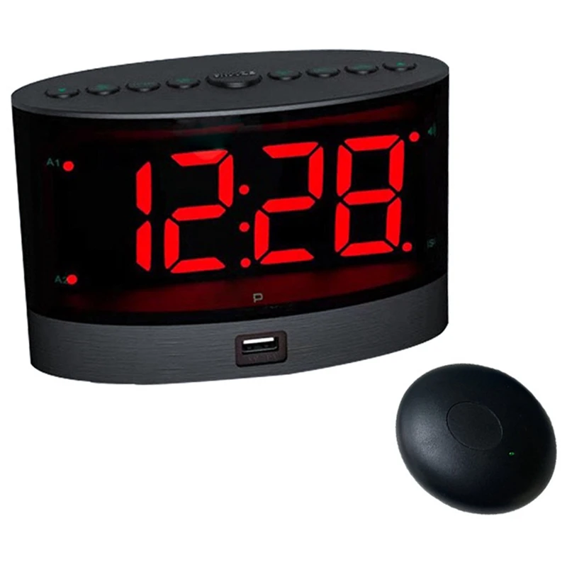 

Extra Loud Alarm Clock With Wireless Bed Shaker,Vibrating Dual Alarm Clock For Heavy Sleepers, Deaf And Hearing-Impaired