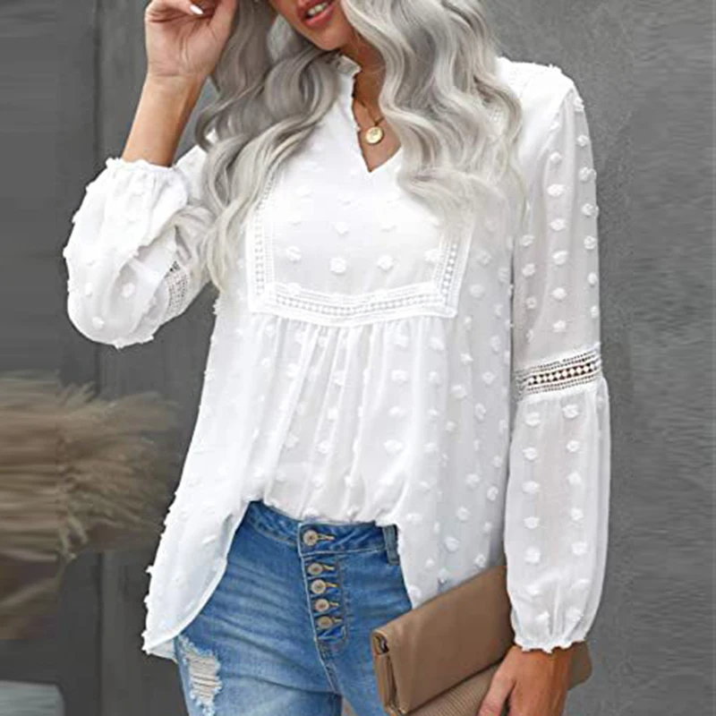 Women Chiffon Blouse Boho Shirts Casual 