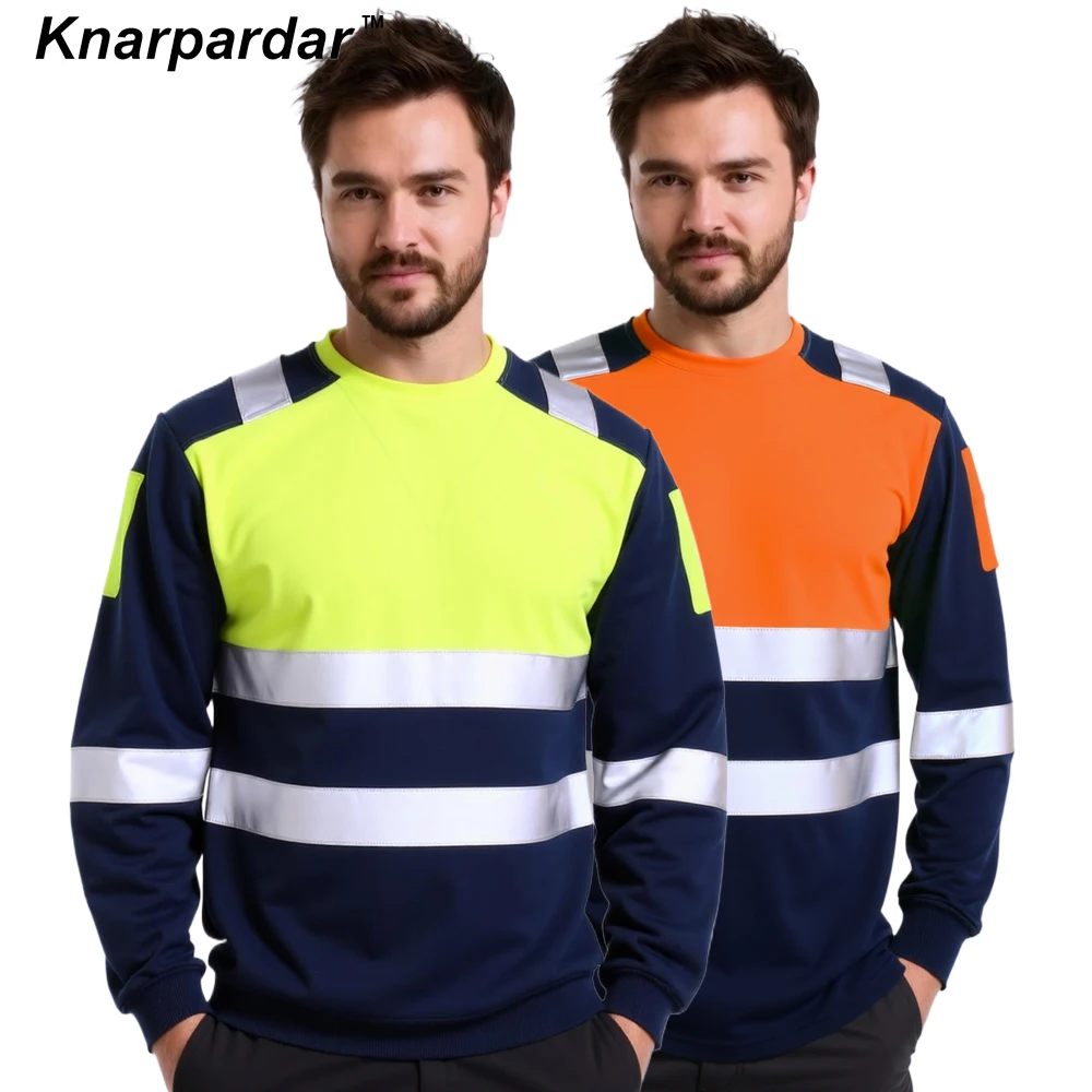 높은 가시성 셔츠 로고 인쇄가 있는 남성용 짧은 긴 소매 항공기 유지 보수 작업복용 안전 반사 셔츠