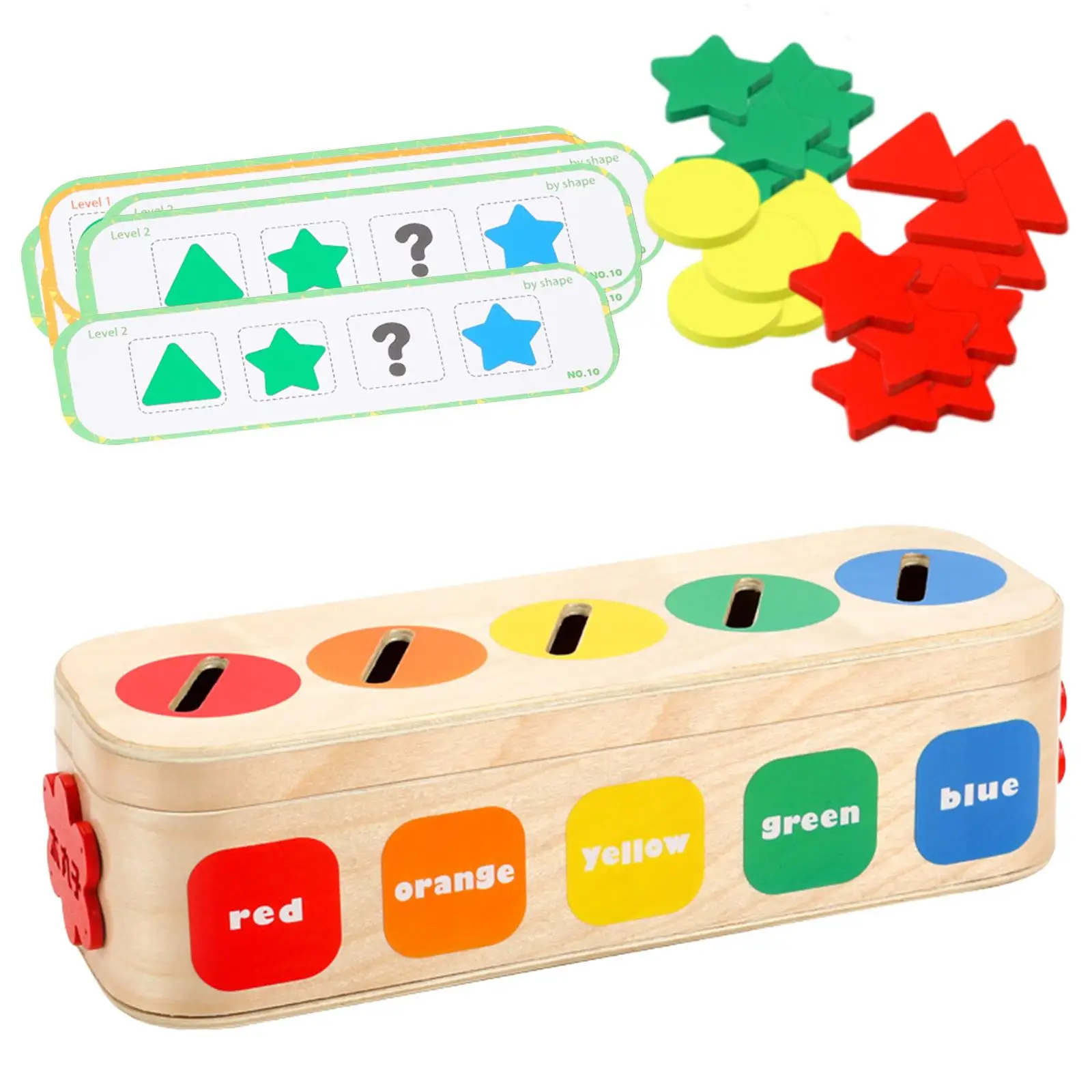 

Wooden Shape Color Sorting Toy Geometric Matching Block Color Shape Sorting Box Game for 4 5 6 Year Old Children Holiday Gift