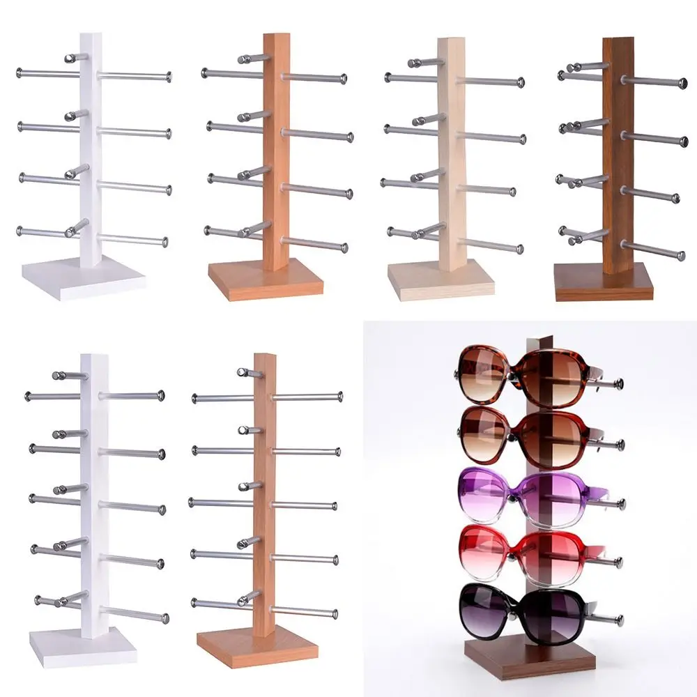 

Detachable Showcase Storage Eyeglasses Organizer Shelf Sunglass Holder Rack Wood Display Stand Glasses Frame Tray