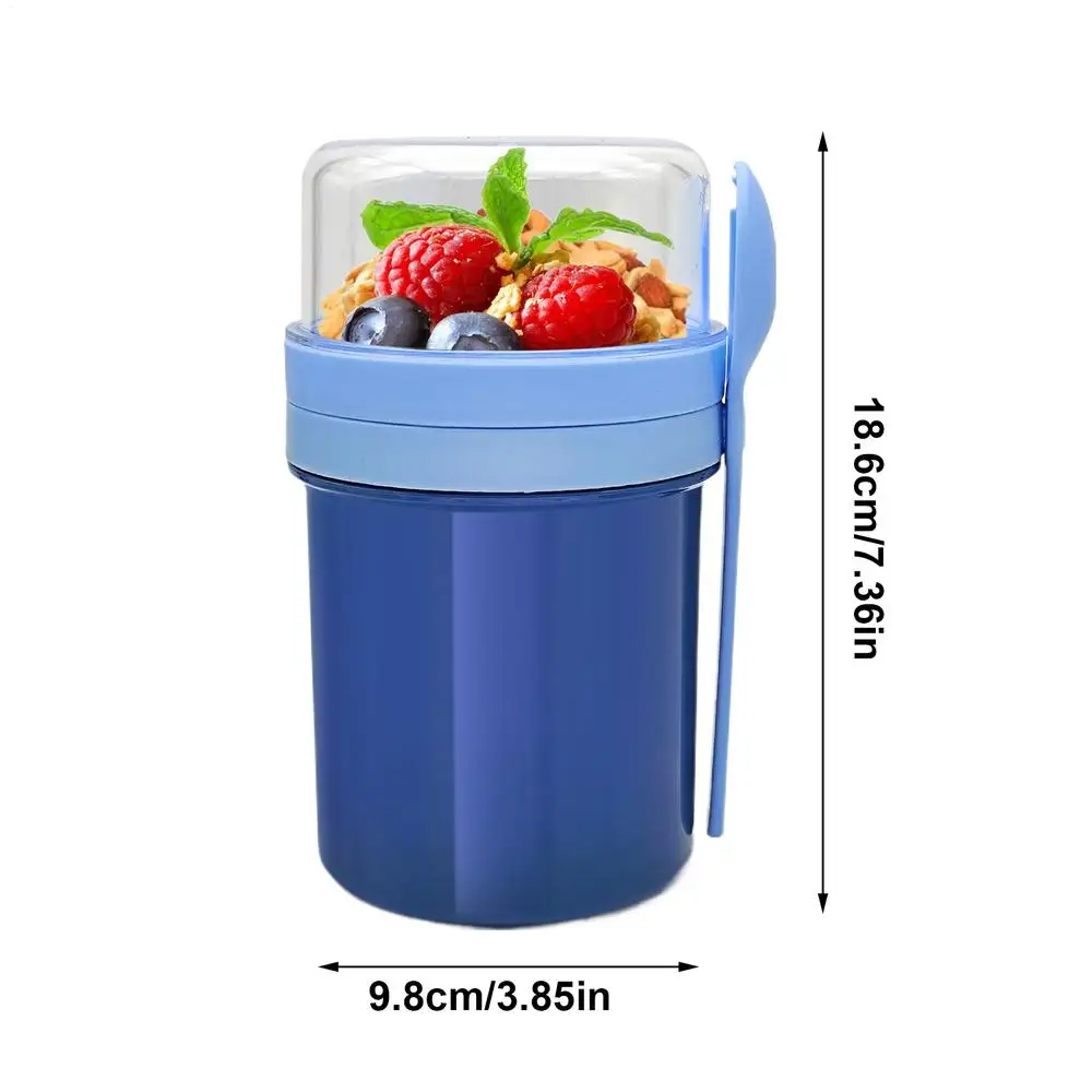 Overnight Oat Cup Glass With Lid And Spoon Double layer Sealed Food Breakfast Cup Portable Cereal Milk Salad Yogurt Cup