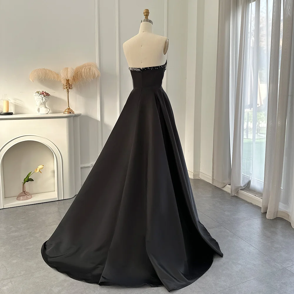 KSDN Chic Beading Sequined Evening Dress Orange Strapless V-Neck Floor Length Party Gown Luxury Pearls Crystal A-Line Prom Dress