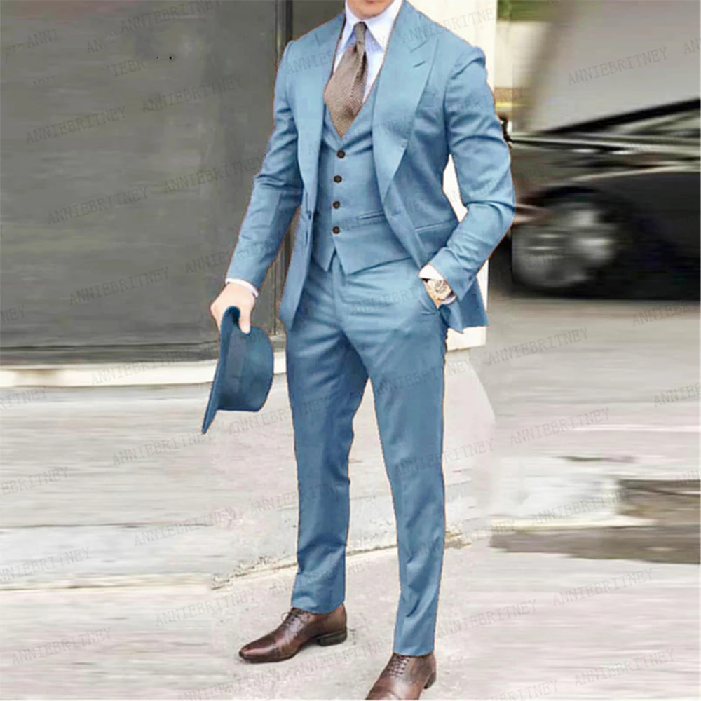

2023 New Style Slim Fit Skinny Men Suits Elegant Male Business Set Single Breasted Bridegroom 3 Pieces(Jacket+Pants+Vest)