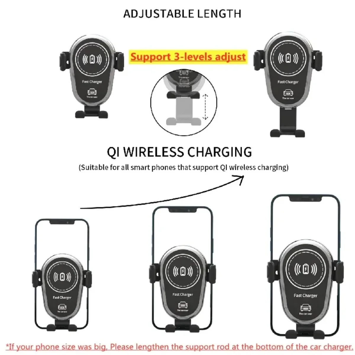 100W Car Wireless Charger Air Outlet Phone Holder for iPhone 16-12 Samsung Xiaomi Gravity Fast Charging Air Vent Clip Cell Stand